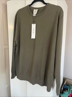 Calvin Klein Men's Olive Green Crewneck Sweater